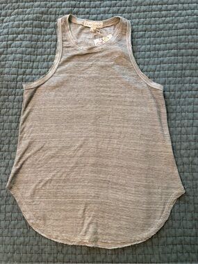 lovestitch Striped Ribbed Tank in Light Gray and White